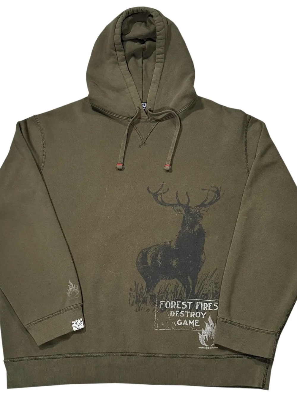 Vintage Polo Ralph Lauren Forest Fires Hoodie Olive Hoodie (Size XXL)